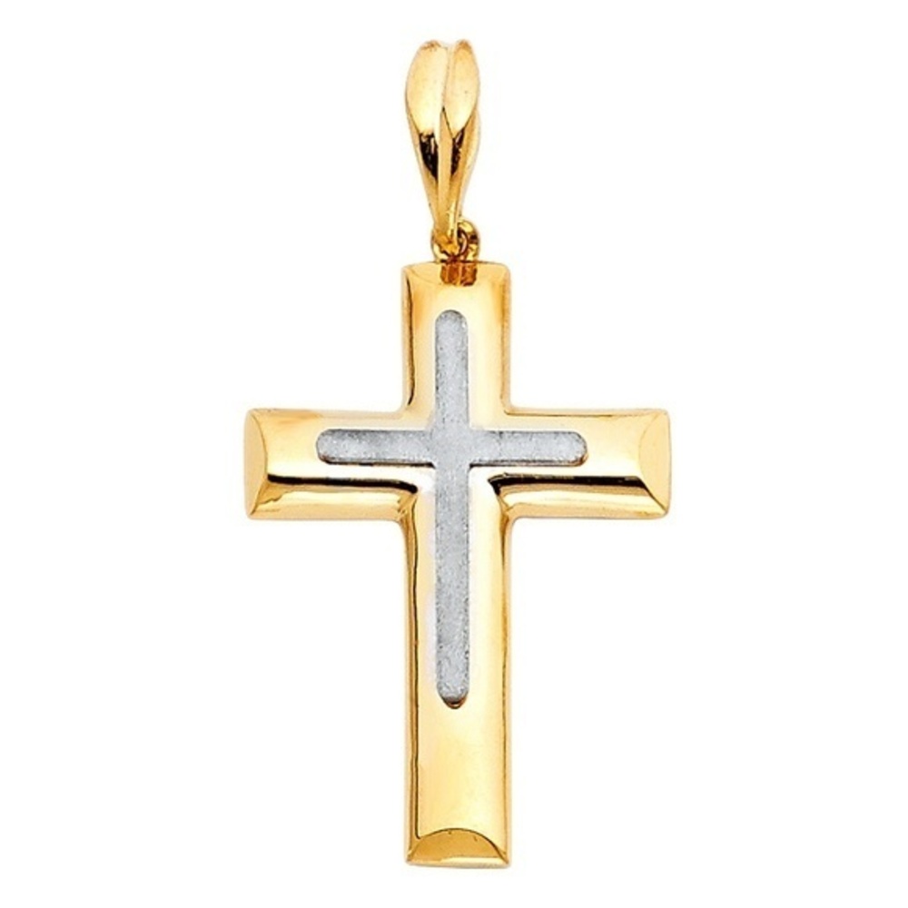 14k yellow and white gold Cross Pendant